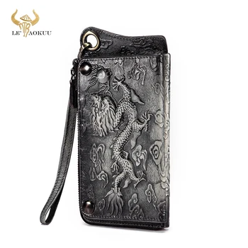 

Fashion Male Organizer Leather Design Animal Emboss Checkbook Chain Zipper Pocket Wallet Purse Clutch Phone Sleeve Men ck001-1bd