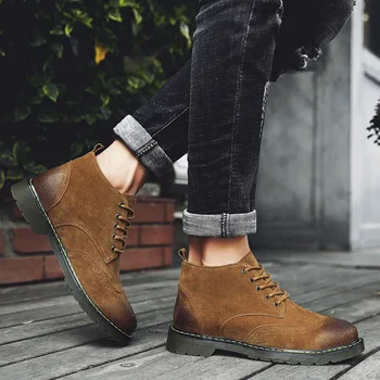 

men's genuine leather tooling men's boots locomotive elevated men's shoes