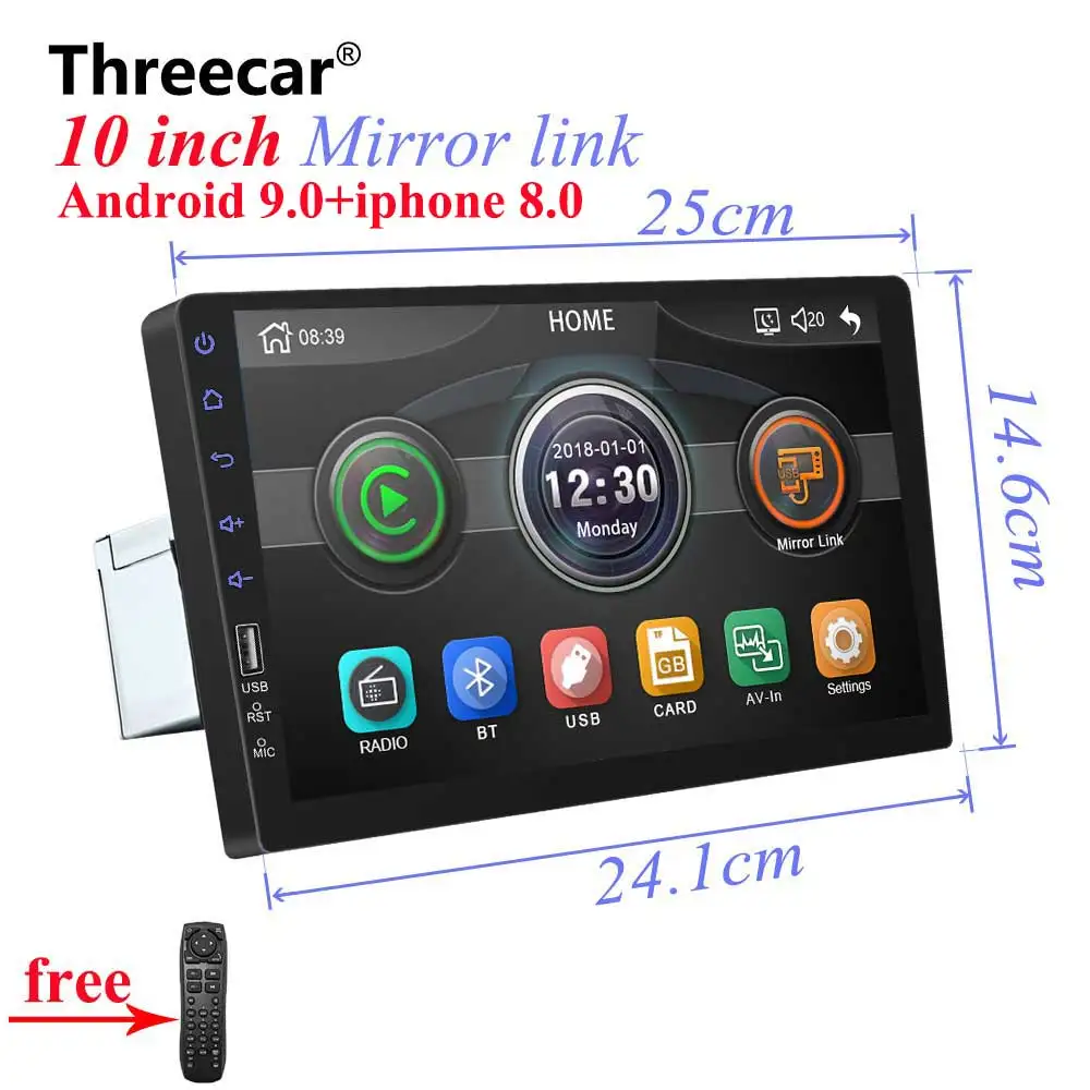 10 inch " сенсорный Mirrorlink iphone Авто Аудио плеер Bluetooth USB камера заднего вида автомобиля радио MP5 плеер один Din Авторадио без Android - Цвет: 10 inch
