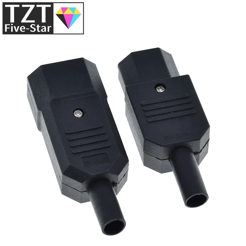 1/3 Stück IEC-Kabelstecker, gerade, C13, C14, 10 A, 250 V, schwarz, Buchse und Stecker, wiederverdrahtbarer Stromanschluss, 3-polige AC-Buchse – Detail 4