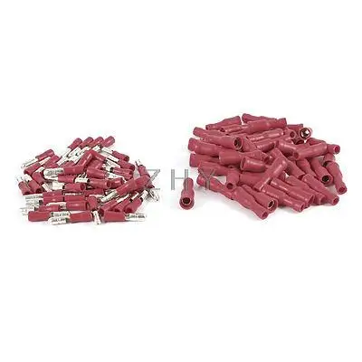 

50 Pcs Isulated Wired Crimp Terminals Bullet Butt Male FRD1-156