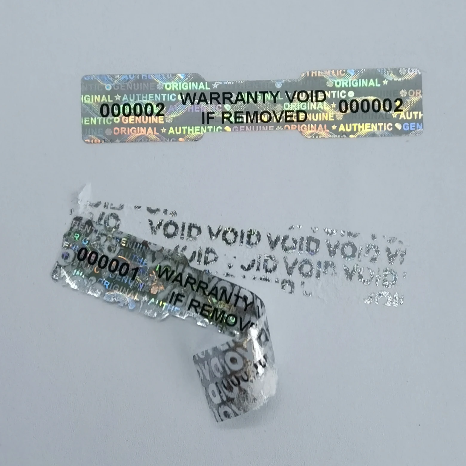 

Security Tamper Evident Warranty Void ORIGINAL GENUINE AUTHENTIC Hologram Labels/Stickers w/ Unique Sequential Numbering 1000Pcs