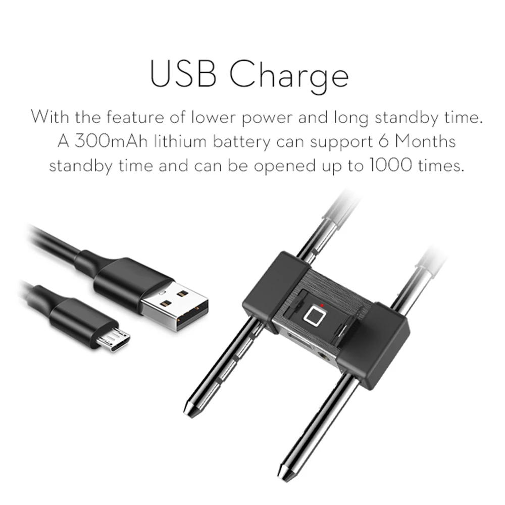 Anytek L12 Смарт отпечатков пальцев U замок висячий замок IP65 дверной замок USB Перезаряжаемый Противоугонный-безопасность для Автомобиль Велосипед Мотоцикл