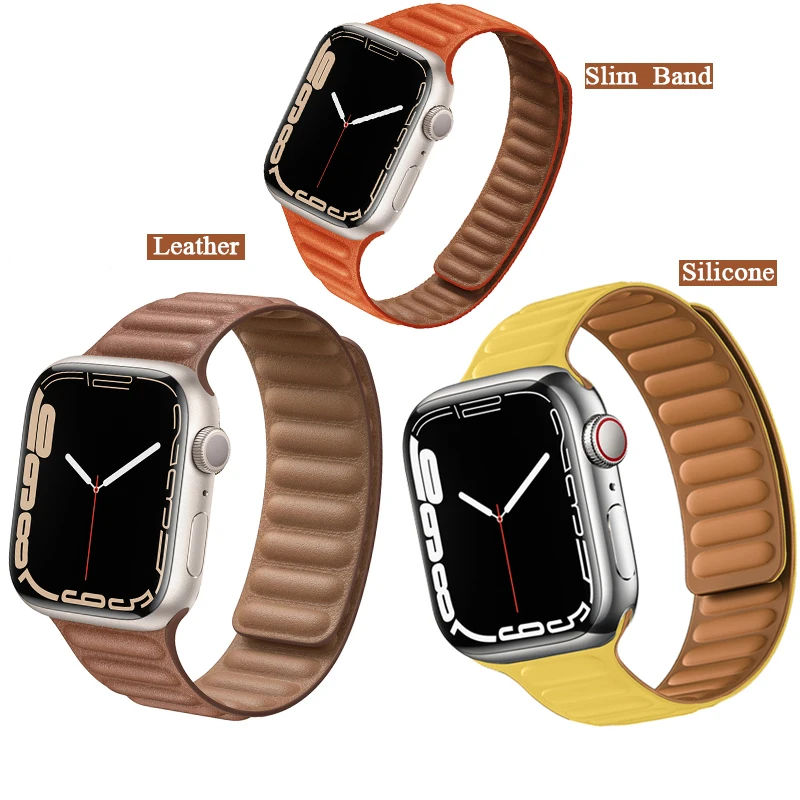 Leather Link For Apple Watch Band 44mm 40mm 41mm 45mm Watchband
