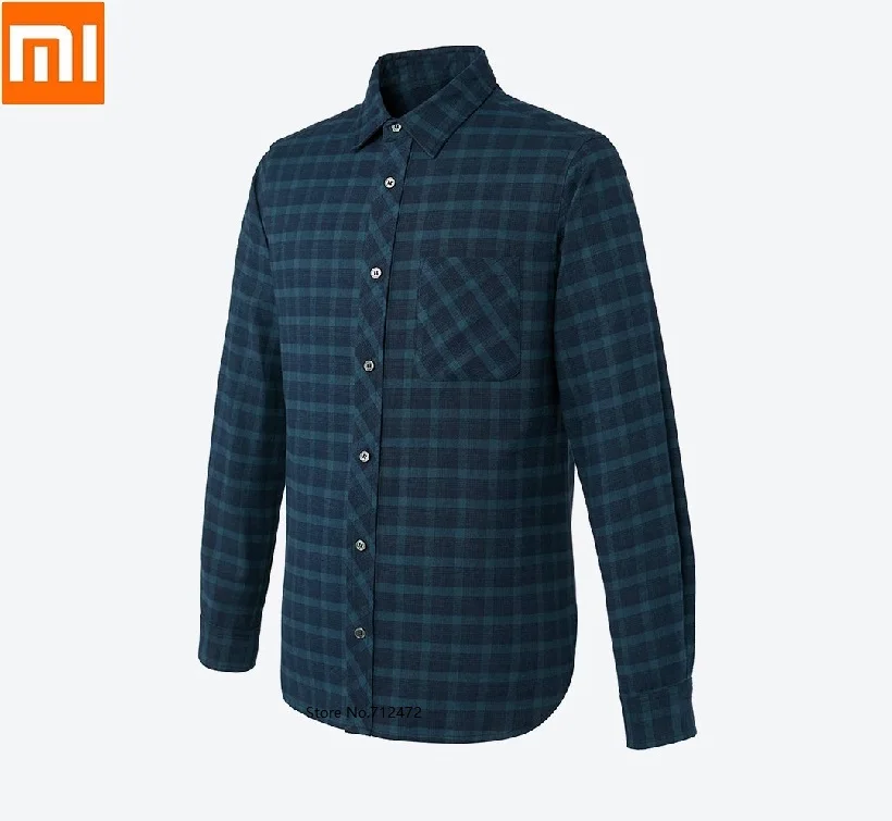 Discount  Xiaomi Quality Classic Plaid Men woman T-Shirt Cotton Spring Autumn Casual Long Sleeve Soft Comfort