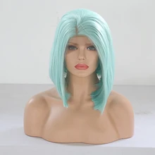 Парики из искусственных волос без шапочки-основы короткий Прямые Зеленый парик из натуральных волос Карнавальные парики