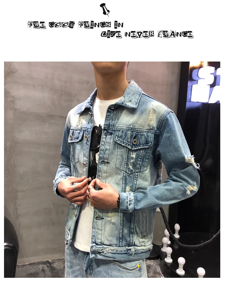 Lente Herfst Mannen Gat Denim Jas Mannen Jassen джинсы Jas Jaqueta Masculina Uitloper с отложным воротником зауженный крой Mannelijke jas Jas