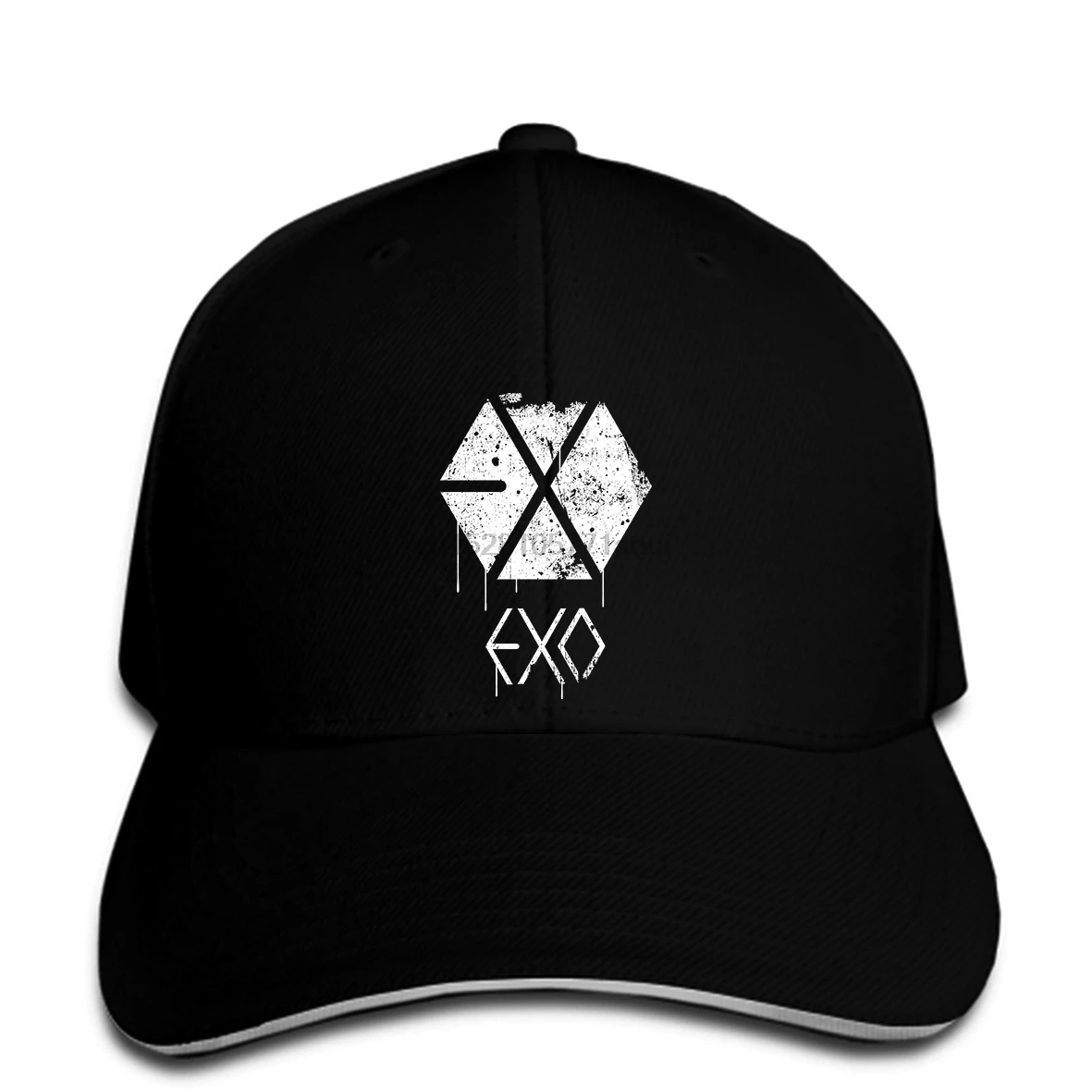 Бейсбол кепки Нью-EXO-поп-BoyBand-логотипом черный Женская темно-синяя футболка-Для