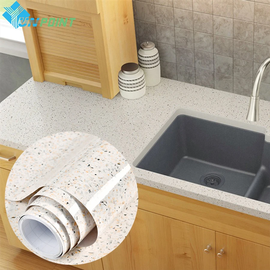 PVC Bathroom Tile Wall Stickers Waterproof Self-Adhesive Terrazzo Wallpaper Desktop Sink Counter Bar Stove Kitchen Oilproof Film