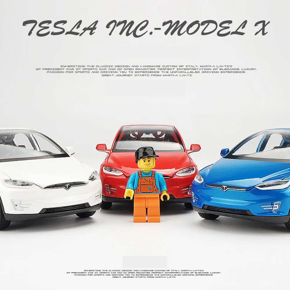 

1:32 Tesla Model X Alloy Car Model With Pull Back Electronic toy with Simulation lights and Music Model Car Toys For kids Gift