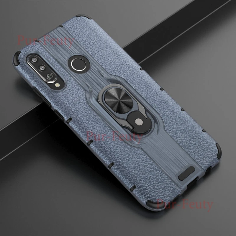 Чехол для huawei P30 Lite MAR-LX2 роскошный Броня мягкий силиконовый бампер магнитное кольцо Броня чехол для huawei P 30 Lite MAR LX2 LX3 - Цвет: Серый