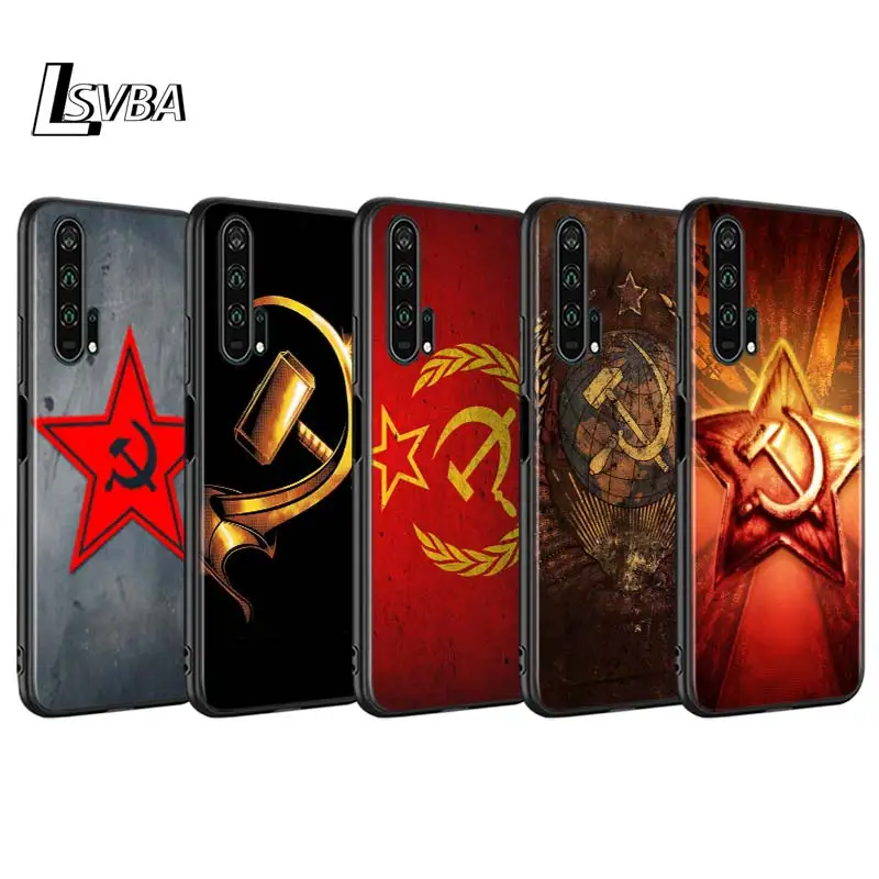 

Black Cover For Huawei Honor V30 9X 8X 10i 10 9 Lite Shell Red Soviet Union USSR Flag for Honor 8 8S 8 7C 7A Pro Phone Case