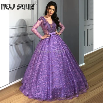 

Arabic Islamic Beading Glitter Evening Dresses 2019 New Couture Dubai Formal Prom Dress Puffy Shiny Party Pageant Gowns Vestidos