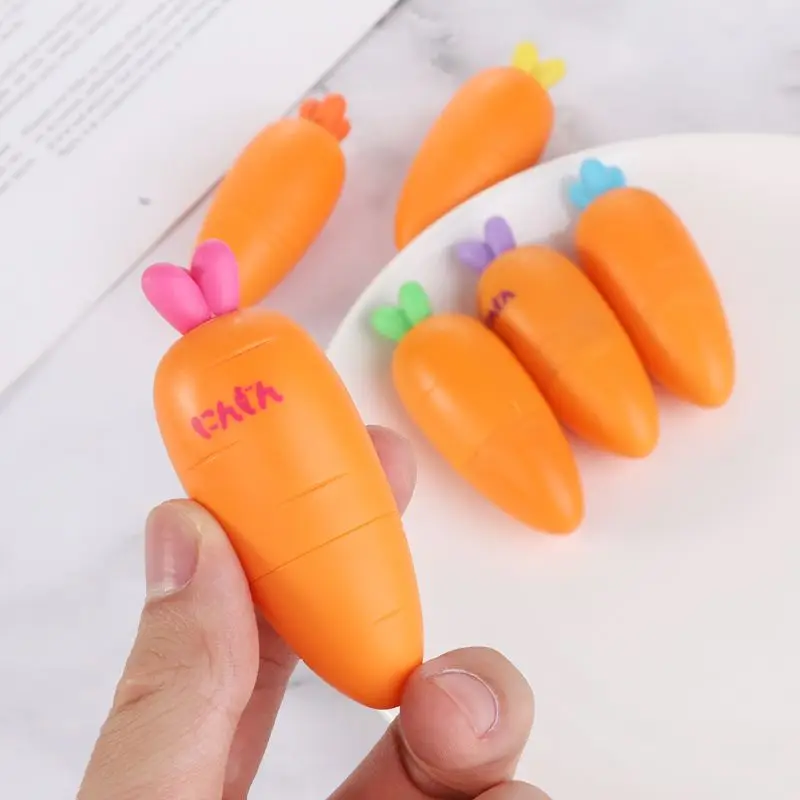 

6 Pcs/Pack Creative Carrot Sticks Fluorescent Pen Cartoon Cute Mini Stationery