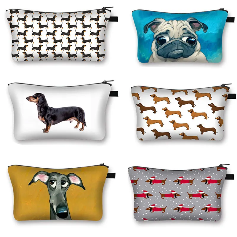 Cute  Dog Cosmetic Bag Dachshund Woman Casual Travel Storage Bag Cute Rhodesian Ridgeback Dog Girl Cosmetic Case Gift