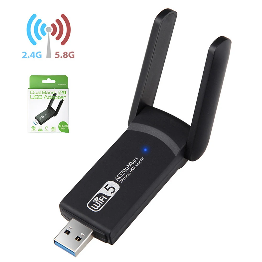 Мини Wi Fi адаптер 1200 м 2 4 ГГц 5 8 с антенной|Сетевые карты| |