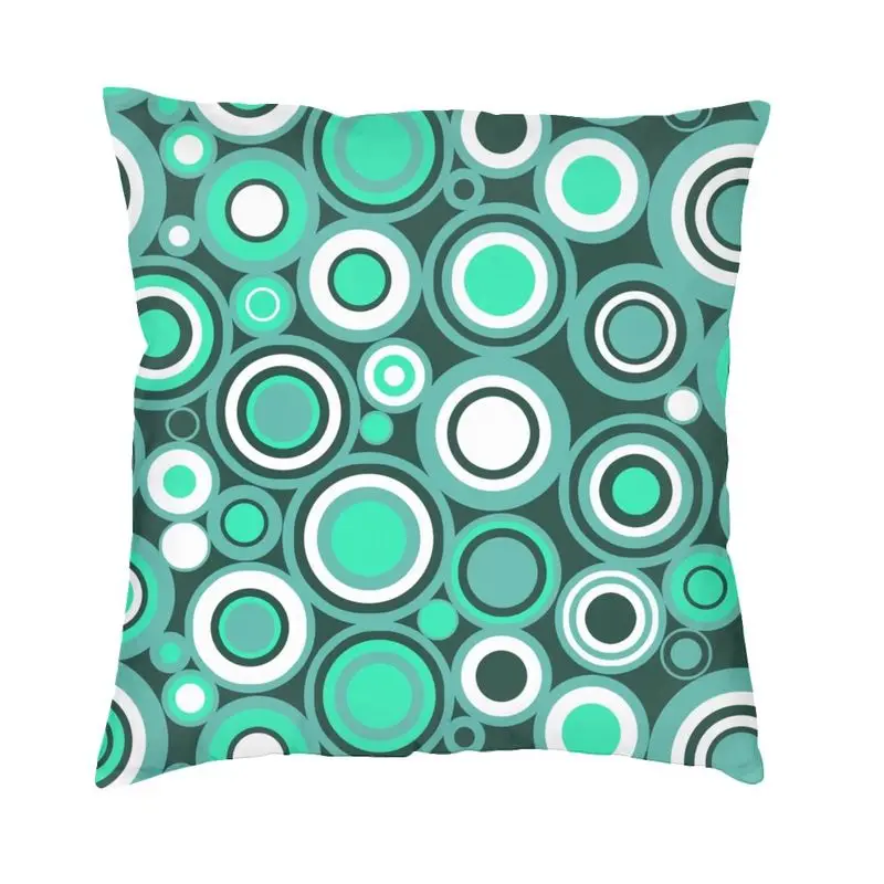 Nordic Robins Egg Blue Green And White Circle Pattern Fodera Per Cuscino Federa Per Cuscino Geometrica Di Metà Secolo In Velluto Decorativo Per La Cas