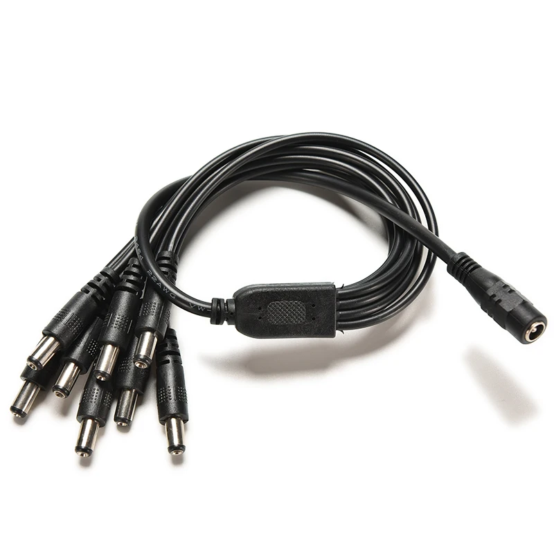 

DC 12V 1 Female to 8 Male Plug Connector Power Supply Adapter Cable Pigtails with 8 Port for Security Camera