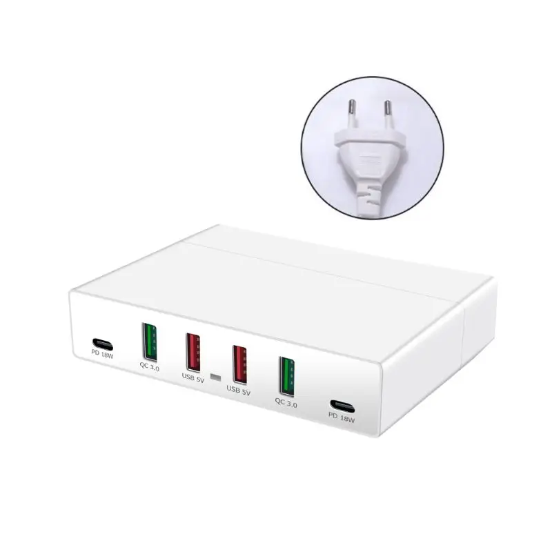 72 Вт QC3.0 Быстрая зарядка 3,0 4x USB Dual USB C type-C PD Быстрая зарядка станция концентратор для iPhone ipad Мобильный телефон планшет - Тип штекера: Европейский Союз (ЕС)