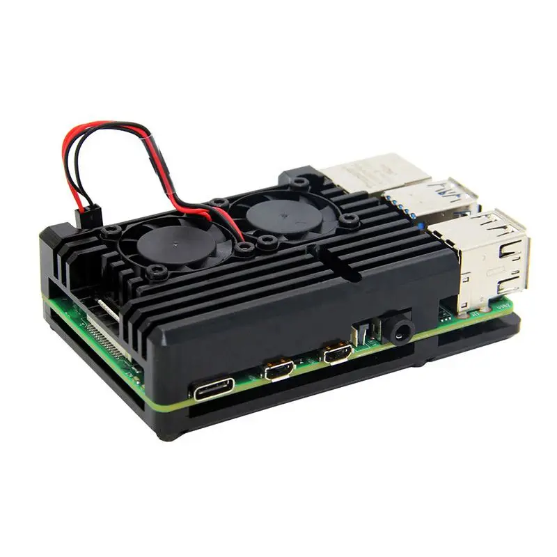 Алюминиевый Чехол для Raspberry Pi 4 Модель B корпус двойной вентилятор B Чехол Коробка для Raspberry Pi 4 модель чехол Коробка двойной вентилятор