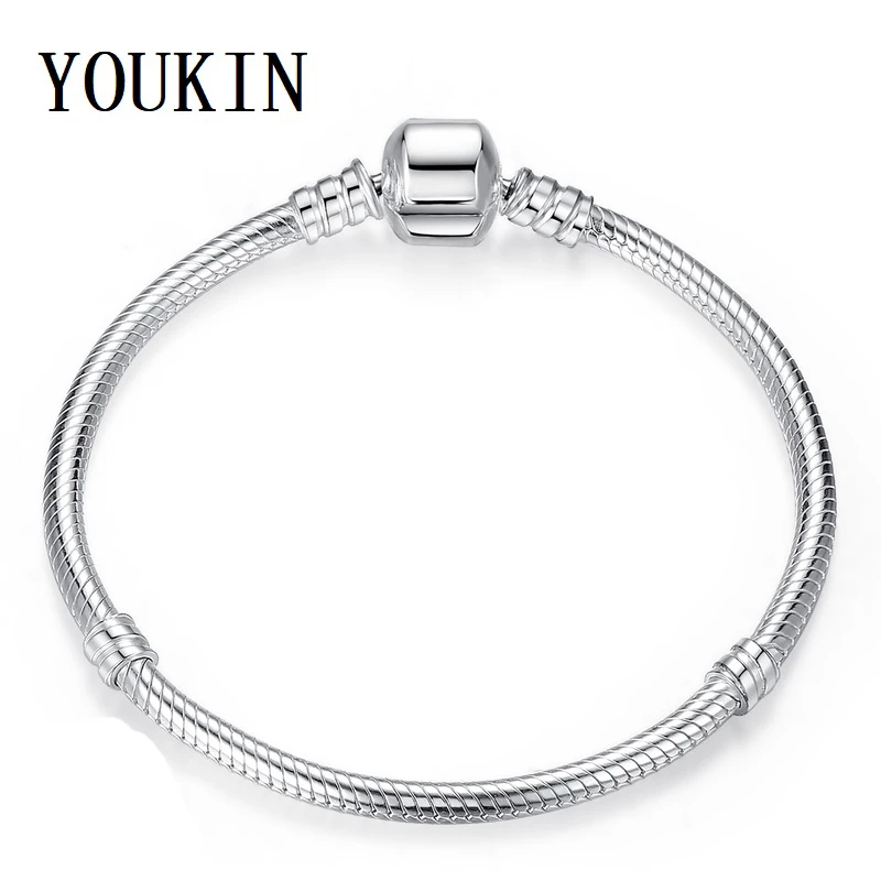 

3mm Snake Base Chain Pulseiras Fit Original Pandora Charms Bracelet Silver Color DIY Jewelry for Women Mary Poppin Bangles Gifts