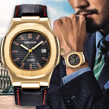 

Luxury Famous Brand Gold Men Watches Business Men's Wrist Watch Leather Strap Male Clock Quartz Watch relogio masculino 2019