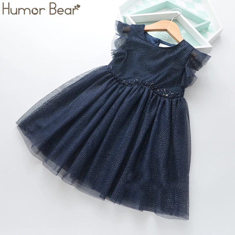 Humor Bear/ г.; платье для девочек с блестками; Сетчатое платье принцессы с круглым вырезом для девочек; жилет без рукавов; платье для девочек; одежда для маленьких детей