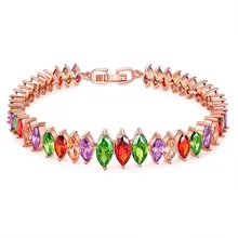 Новинка, Теннисный браслет с кубическим цирконием, цепочка, элегантные женские вечерние ювелирные изделия, отделка из розового золота, CZ браслет, звено, подарок на день рождения