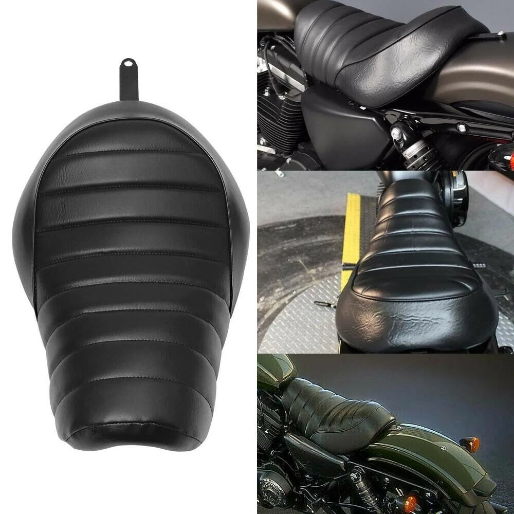 Мотоциклетное Черное Кожаное переднее сиденье для водителя соло Harley Sportster Iron XL 883