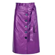 Новая юбка из искусственной кожи, длинная модная юбка с высокой талией для женщин