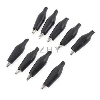 9 Pcs Black Plastic Wrapped 37mm Metal Alligator Clips for Testing Probe | Обустройство дома