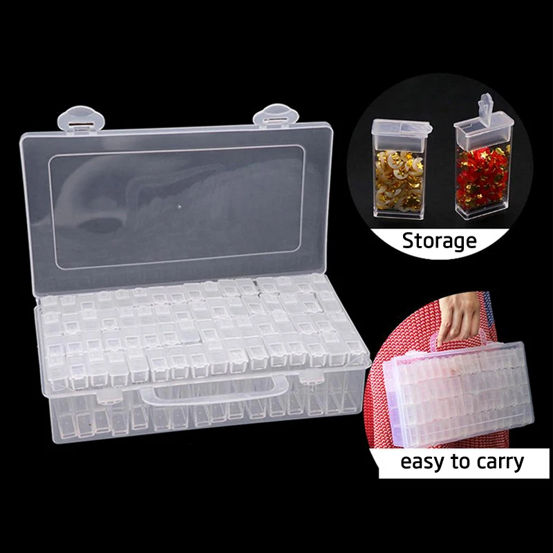 Ящик для хранения 24/42/64/84/124 слотов прозрачная Пластик ящик для хранения ювелирных изделий с бриллиантами вышивкой ручной работы из бисера таблетки для хранения инструментов