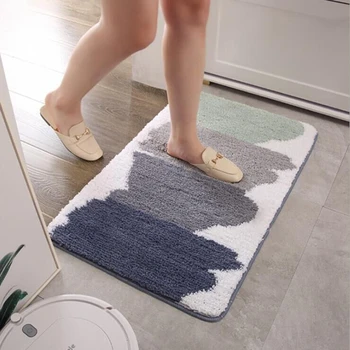 

Nordic Simple Style Carpet Geometric Abstract Bedroom Bath Shaggy Water Absorbent Door Rugs Machine Washable Non-Slip Floor Mats