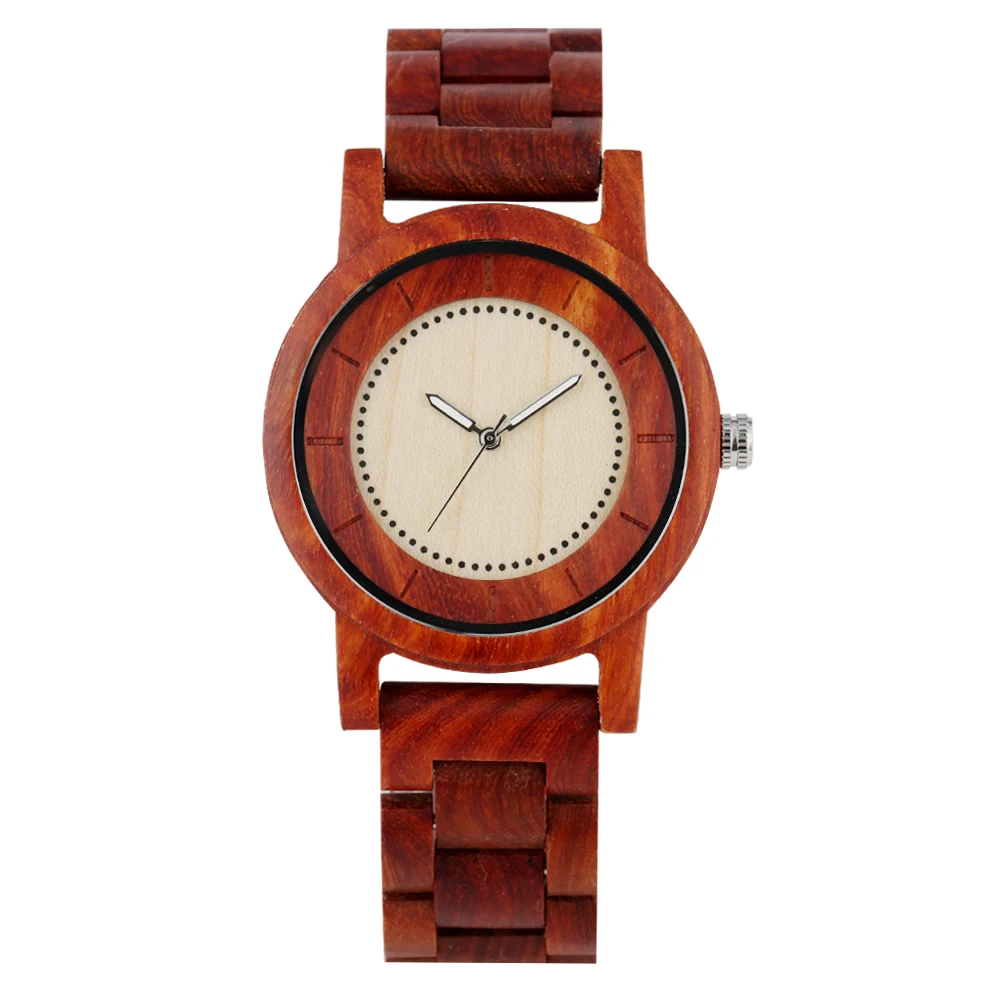 

Stylish Full Wood Watches Handmade Red Sandalwood Clock Luminous Hands Male Timepieces Wooden Quartz Watch Relogio Masculino