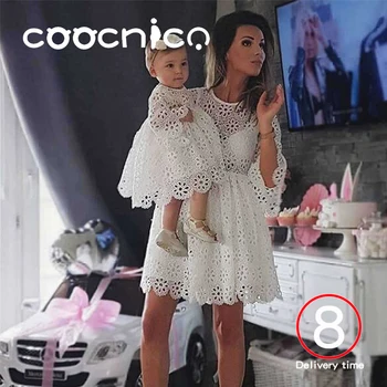 

Fashion Family Matching Clothes Mother Daughter Dresses Women Floral Lace Dress Baby Girl Mini Dress Mom Baby Girl Party Clothes
