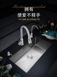 304 Stainless Steel Sink Single Sink Built-In Undercounter Basin Manual Sink Kitchen Oversized Sink