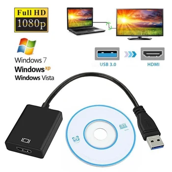 

USB 3.0 To HDMI TV Projector HDTV Video Adapter Converter Cable Convertor For Windows 7/8/10 Win10 PC Computer 1080P HD HDTV