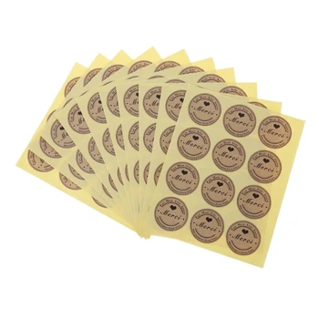 

10 Sheets (120pcs) Merci Adhesive Kraft Label Seal Envelope Gift Sticker Cake Packaging Decor
