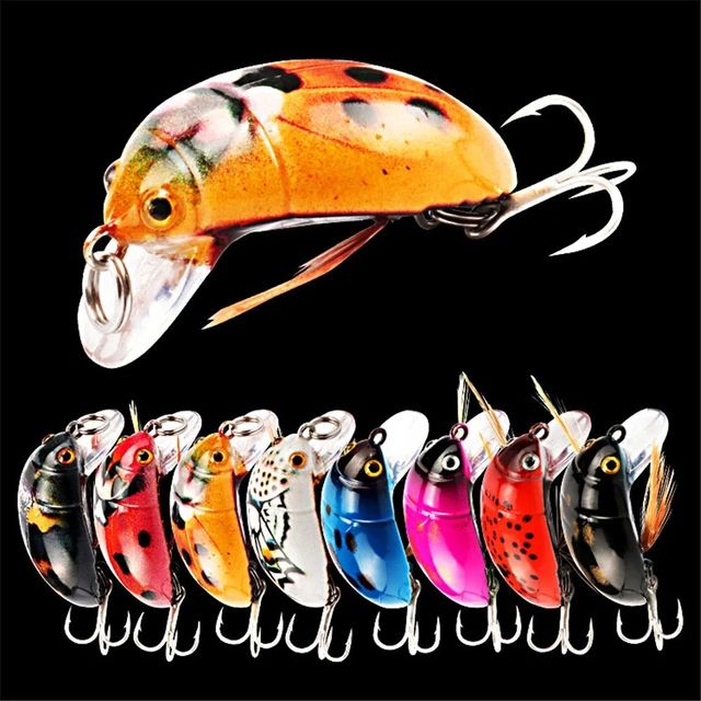 3.8cm/4.1g Ladybug Fishing Lures With Treble Hook Artificial Hard