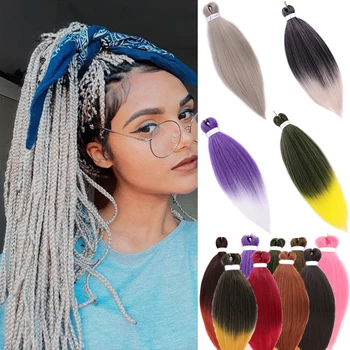 

AILIADE Ombre Braiding Hair Extensions Pageup Afro Jumbo Braids Blue Expression Synthetic High Temperature Hair For Women