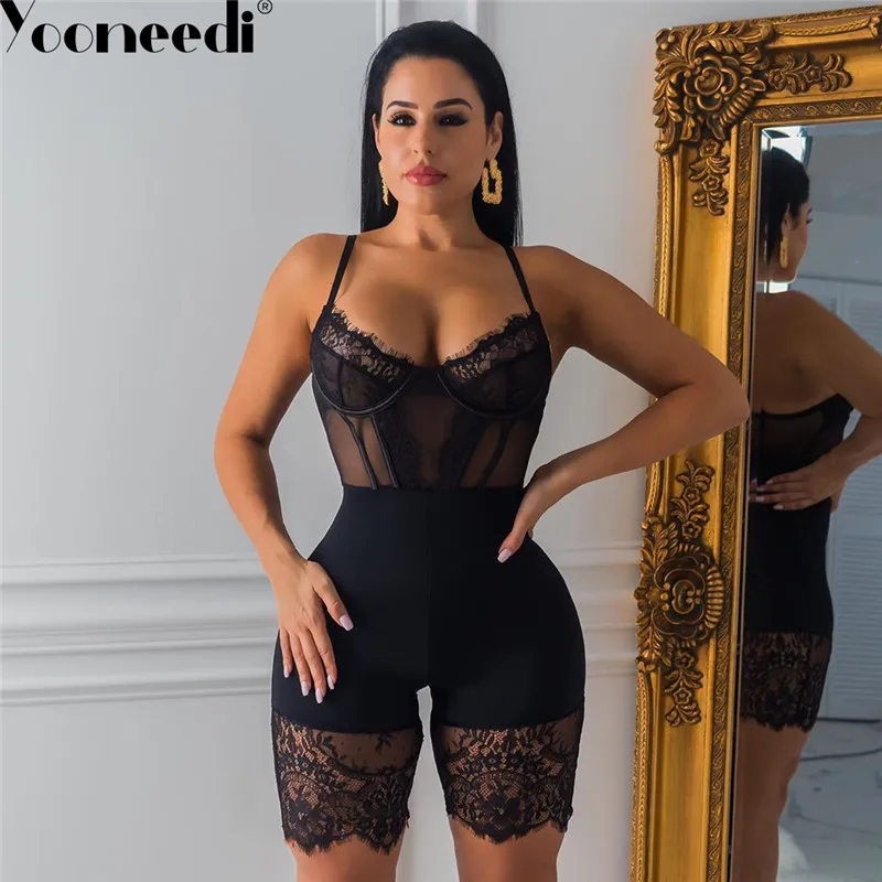 Yooneedi, лучшее качество, Новое поступление, сексуальные женские костюмы, 6 цветов, стильные, кружевные, с вышивкой, на тонких бретелях, женские комбинезоны OSM5250