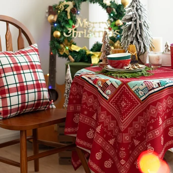 

FSISLOVER Christmas Table Cloth Polyester Tablecloth Round Tablecloths Dining Table Cover Obrus Tafelkleed mantel mesa nappe
