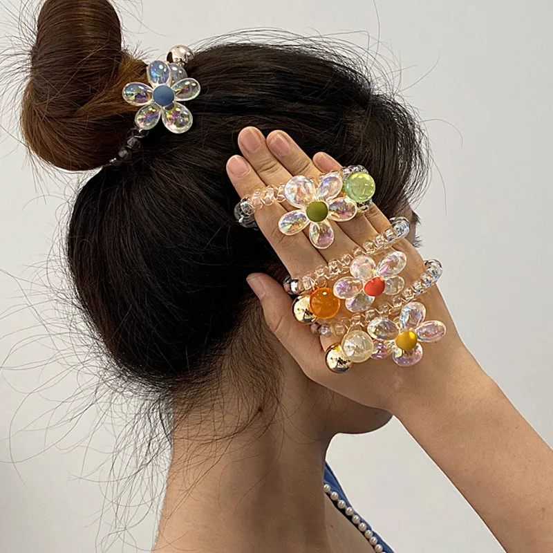 

Shiny Crystal Hair Bands for Women Elastic Ponytail Holder Flower Scrunchie Hairband Girls Headbands Fashion Hair Accessories