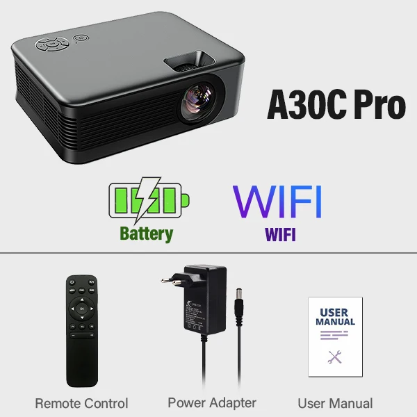 MINI Projector AUN A30C Pro Smart TV Box Home Theater Projectors Cinema Mirror Phone LED Video Projector for Home 4k Video 