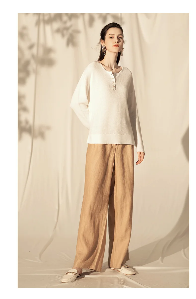 LZJN 2019 New Women Sweater Button Round Neck Women Basic Loose Knitted Pullover Women Sweaters And Pullovers Knit Jumper (16)