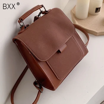 

[BXX] Solid Color PU Leather Backpacks For Women 2020 Fashion Female Backpack Lady Back Pack For School Teenagers Girls HL125