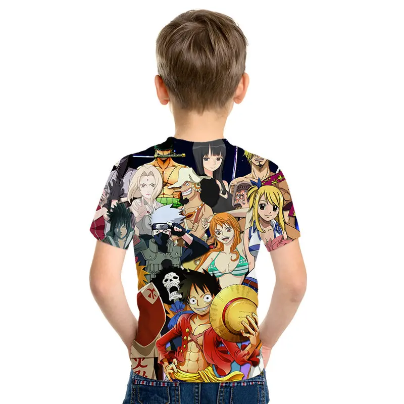 Детские футболки с 3D принтом японского аниме Наруто; Детские Модные летние футболки с круглым вырезом для мальчиков и девочек; мягкие Топы; одежда для малышей