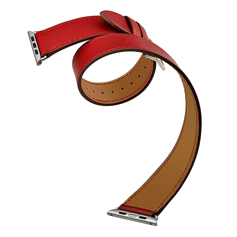 Двойной тур кожаный ремешок для apple watch 4 band 40 мм 44 мм correa iwatch series 3 2 1 42 мм 38 мм наручные часы ремень - Цвет ремешка: red