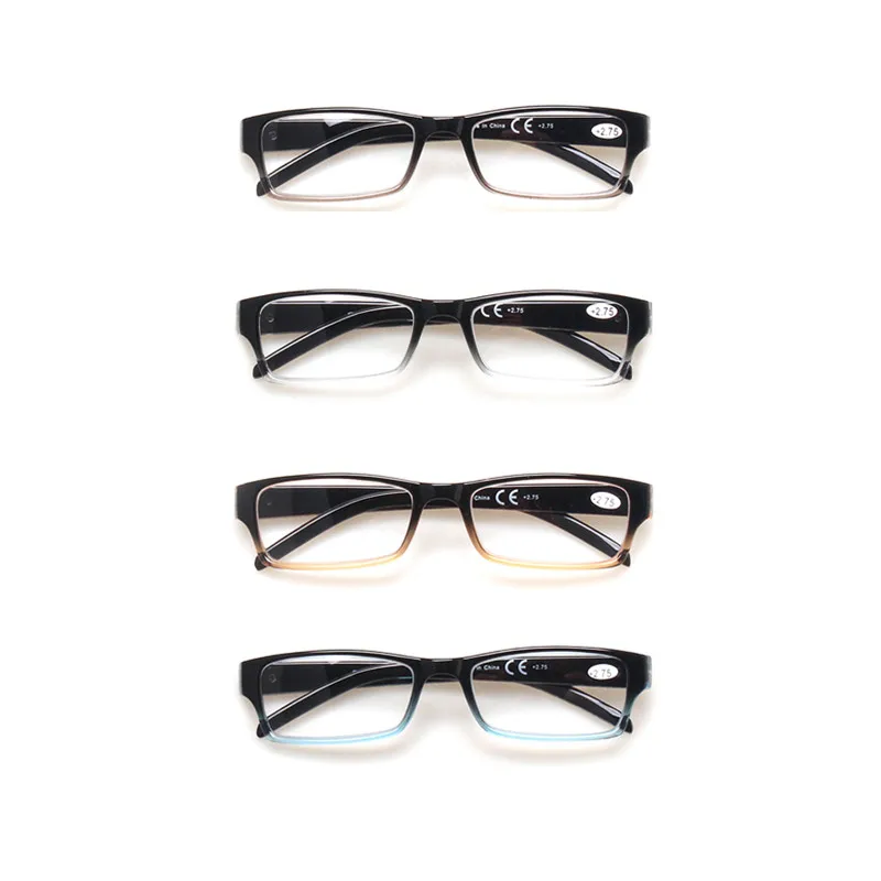 

Retro fashion rectangular reader for men and women spring hinge plastic high quality reading glasses
