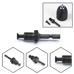 Adaptador de Portabrocas de 1/4 ", adaptador de vástago hexagonal a rosca macho de 3/8", con tornillo inverso para Portabrocas de taladro